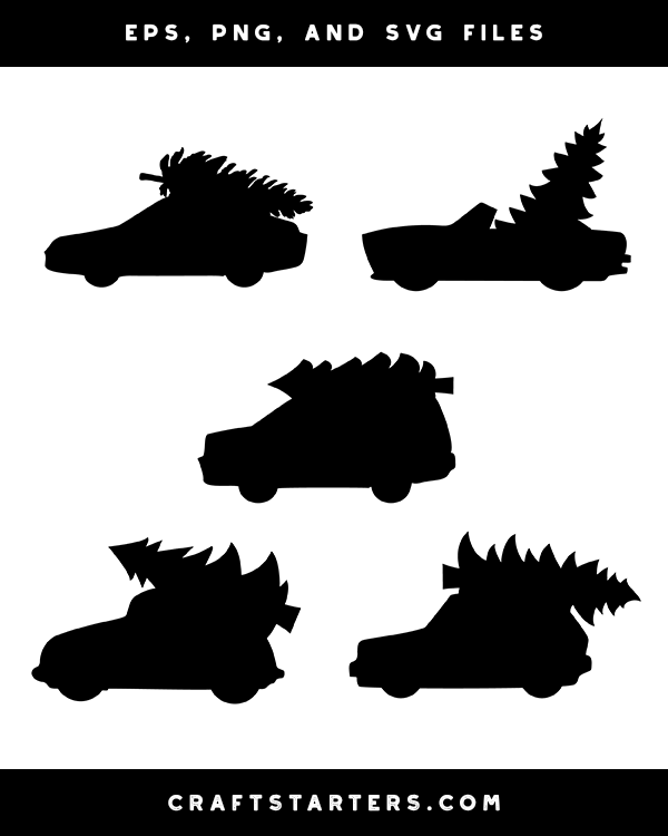 Car With Christmas Tree Silhouette Clip Art