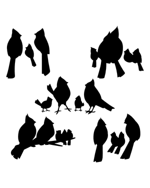 Cardinal Family Silhouette Clip Art