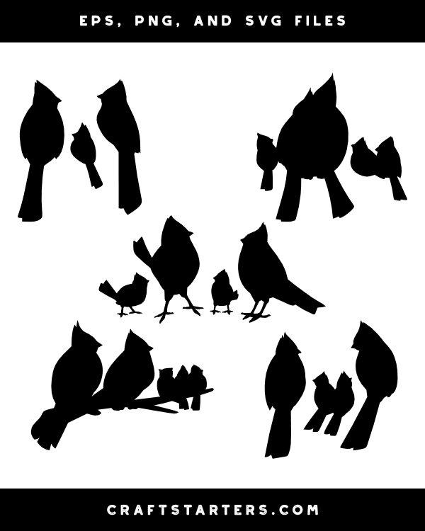 Cardinal Family Silhouette Clip Art