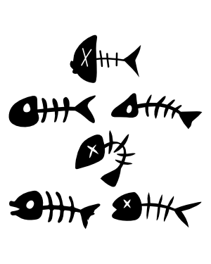 Cartoon Fish Skeleton Silhouette Clip Art