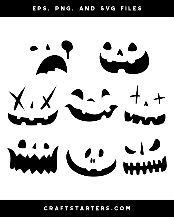 Cartoon Jack-o'-lantern Face Silhouette Clip Art