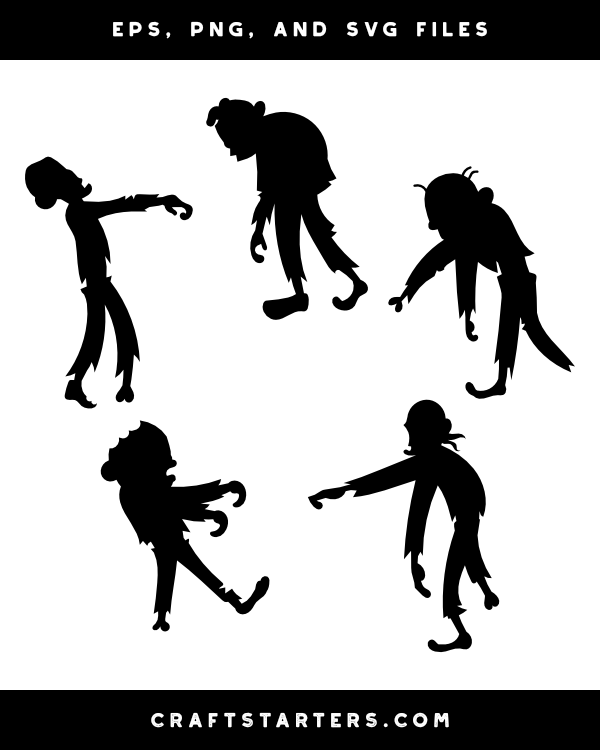 Cartoon Zombie Silhouette Clip Art