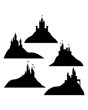 Castle On Hill Silhouette Clip Art