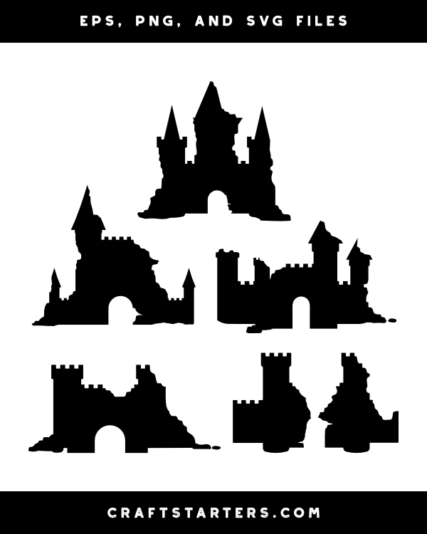 Castle Ruins Silhouette Clip Art