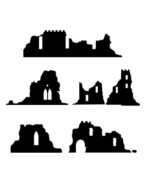 Castle Wall Ruins Silhouette Clip Art