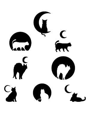Cat And Moon Silhouette Clip Art