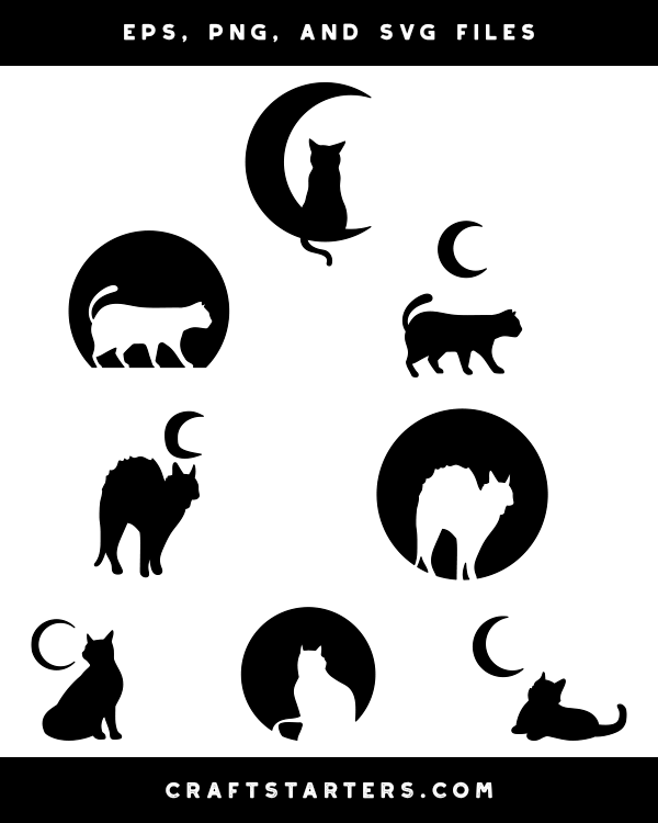 Cat And Moon Silhouette Clip Art