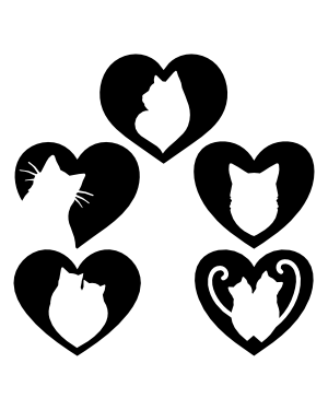 Cat In Heart Silhouette Clip Art