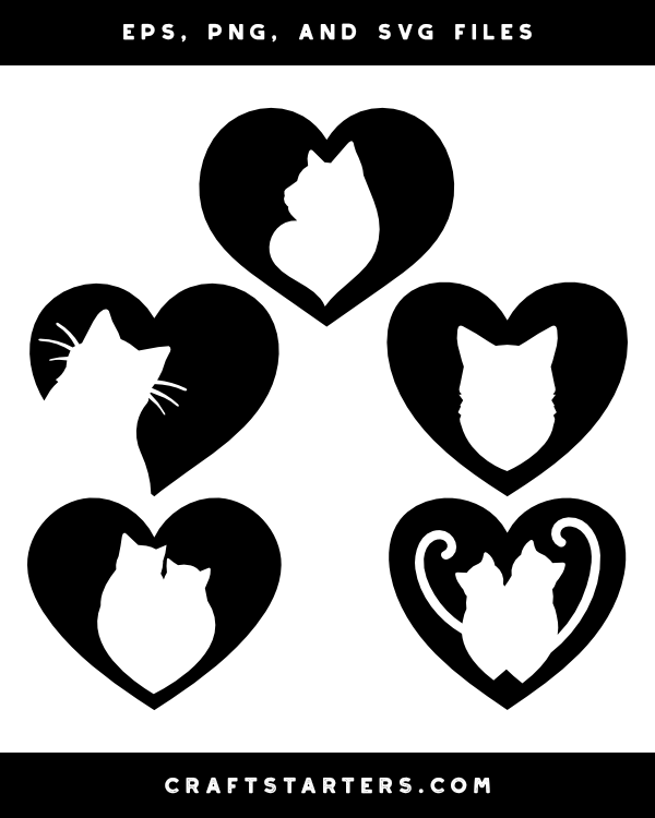 Cat In Heart Silhouette Clip Art