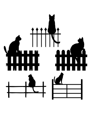 Cat Sitting on Fence Silhouette Clip Art