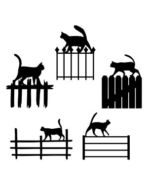 Cat Walking on Fence Silhouette Clip Art