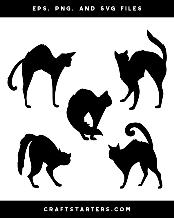 Cat With Arched Back Silhouette Clip Art