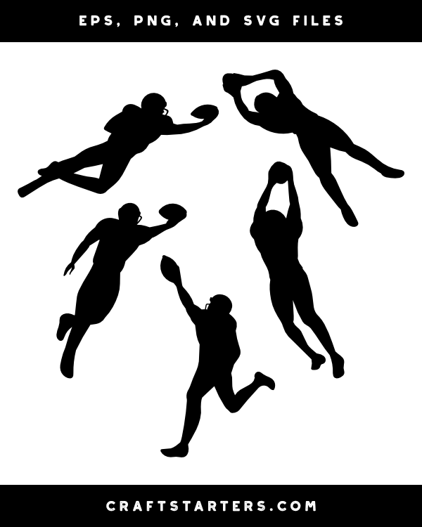 Catching Football Player Silhouette Clip Art