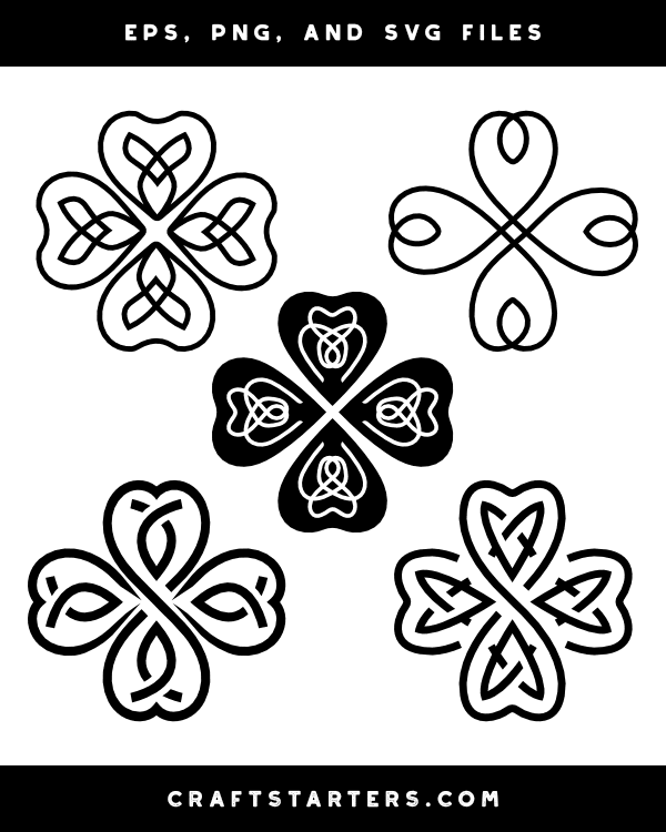 Celtic Knot Four Leaf Clover Silhouette Clip Art