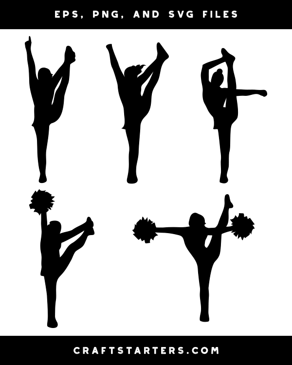 Cheerleader Heel Stretch Silhouette Clip Art