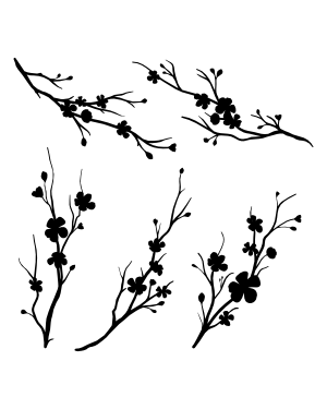 Cherry Blossom Branch Silhouette Clip Art
