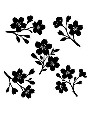 Cherry Blossoms Silhouette Clip Art
