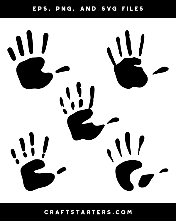 child handprint clipart black and white