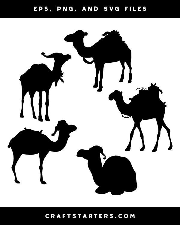 Christmas Camel Silhouette Clip Art
