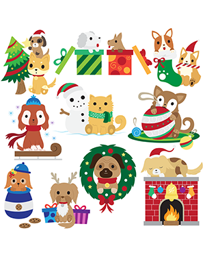 Christmas Dog Digital Stamps