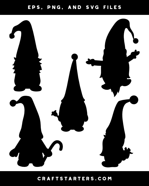Christmas Gnome Silhouette Clip Art