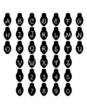 Christmas Light Letter and Number Silhouette Clip Art
