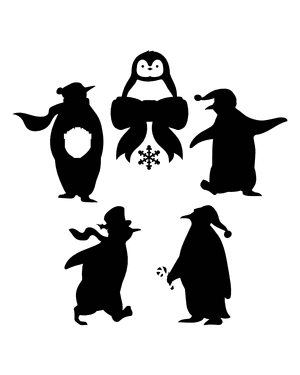 Christmas Penguin Silhouette Clip Art