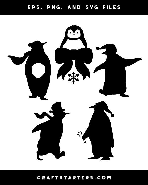 Christmas Penguin Silhouette Clip Art