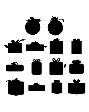 Christmas Present With Bow Silhouette Clip Art