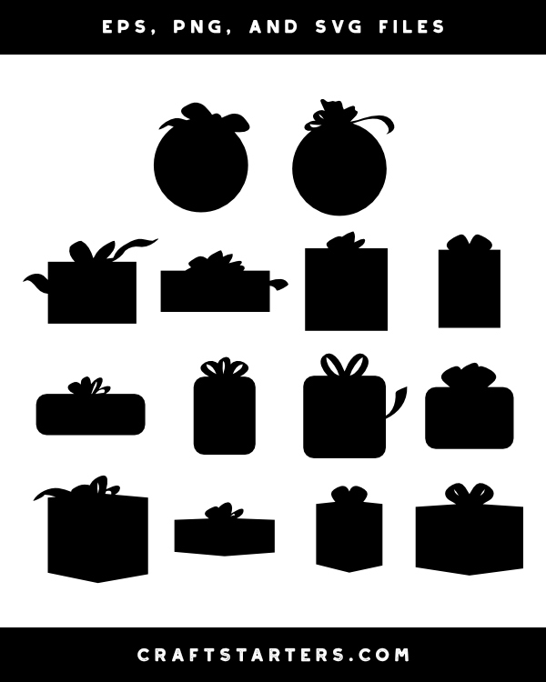 Christmas Present With Bow Silhouette Clip Art