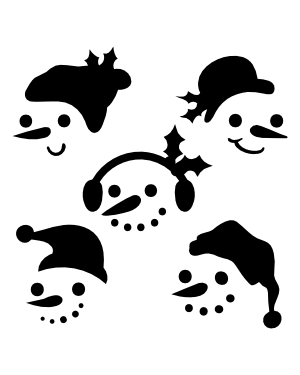 Christmas Snowman Face Silhouette Clip Art