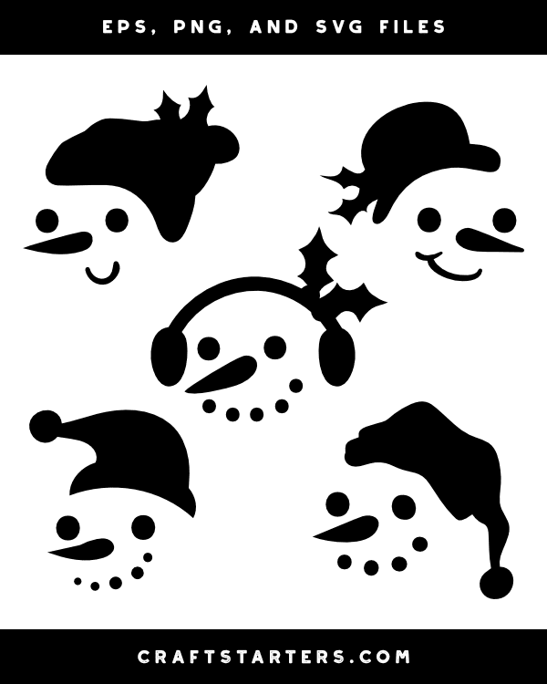 Christmas Snowman Face Silhouette Clip Art