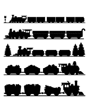 Christmas Train Set Silhouette Clip Art