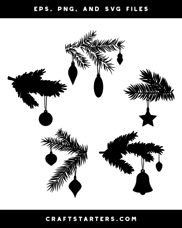 Christmas Tree Branch Silhouette Clip Art