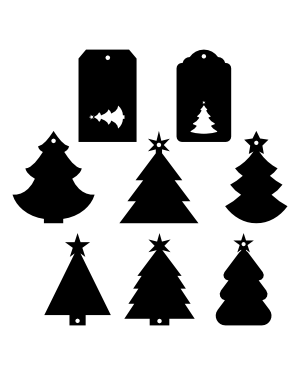 Christmas Tree Gift Tag Silhouette Clip Art