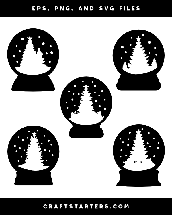 Christmas Tree Snow Globe Silhouette Clip Art