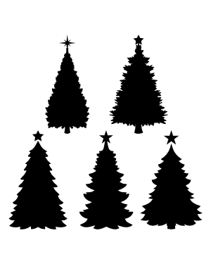 Christmas Tree With a Star Silhouette Clip Art
