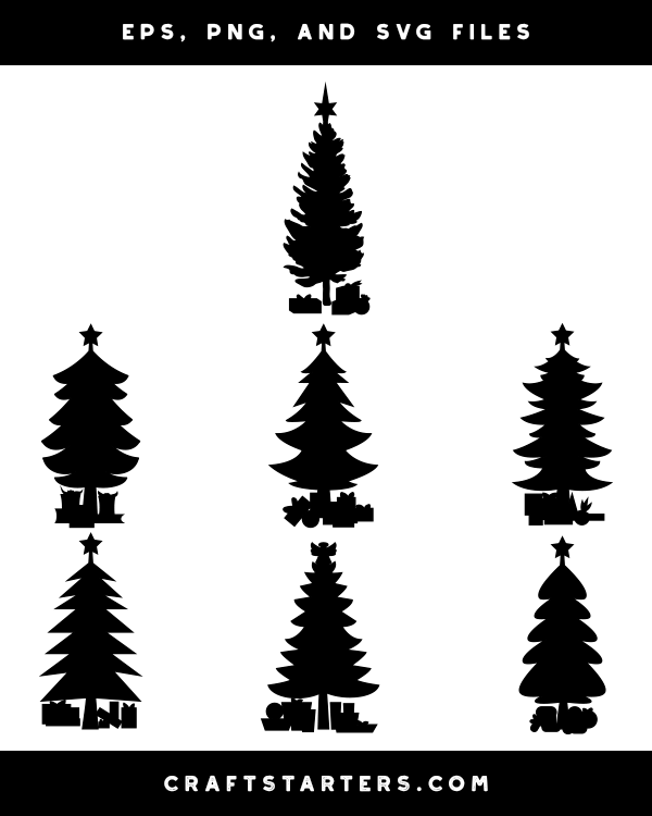 Christmas Tree With Presents Silhouette Clip Art