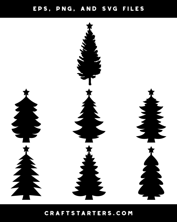 Christmas Tree With Star Silhouette Clip Art