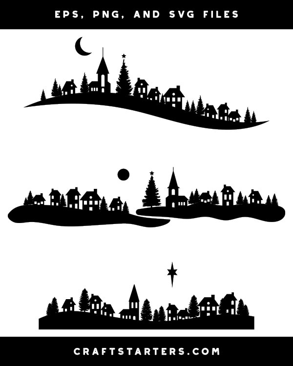 Download Christmas Village Silhouette Clip Art