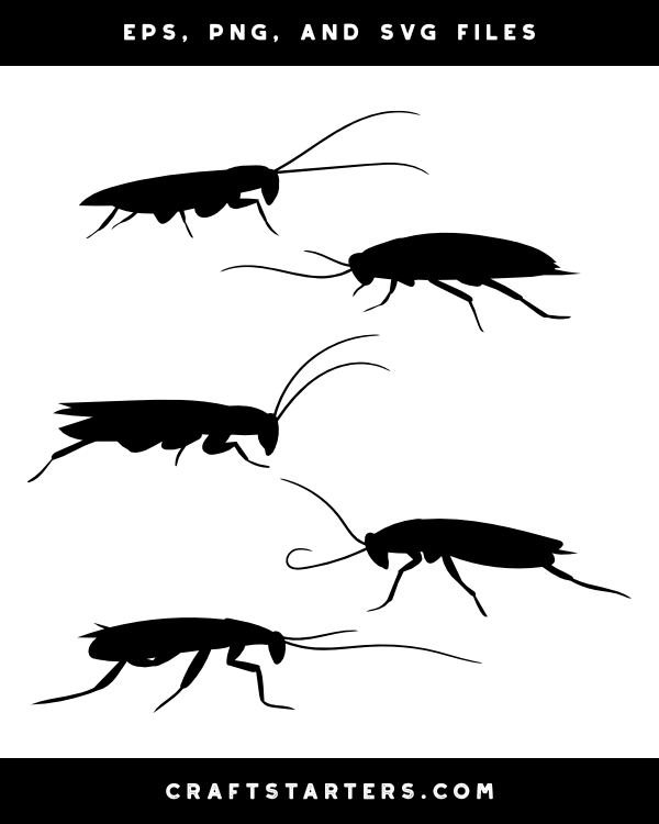 Cockroach Side View Silhouette Clip Art