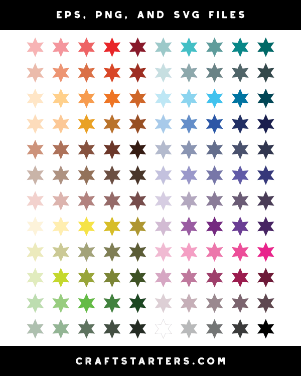 Colorful 6 Point Star Clip Art