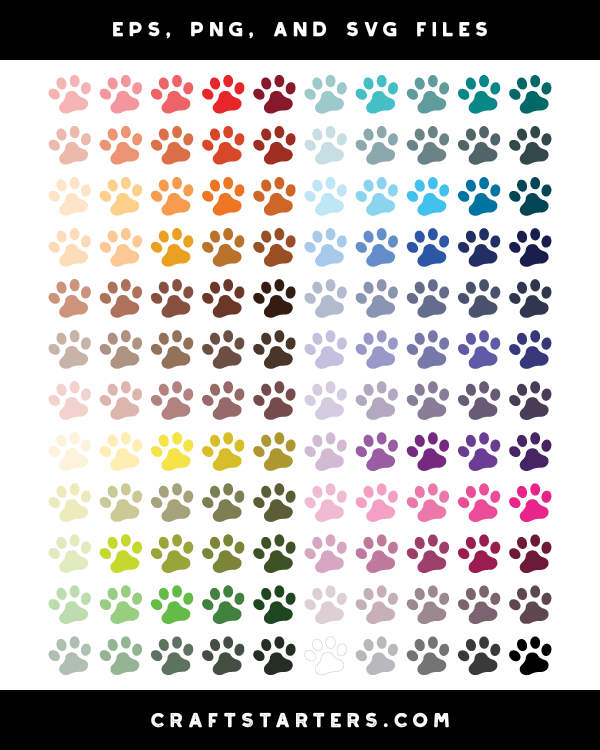 Colorful Cat Paw Print Clip Art