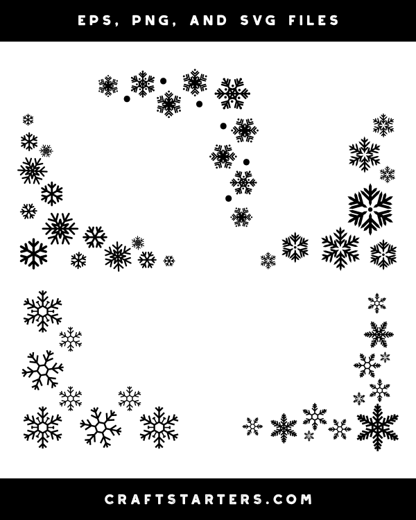 Corner Snowflake Border Silhouette Clip Art
