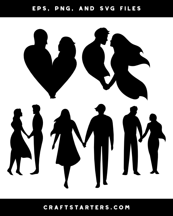 Couple Holding Hands Silhouette Clip Art