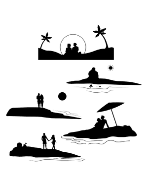 Couple on Beach Silhouette Clip Art