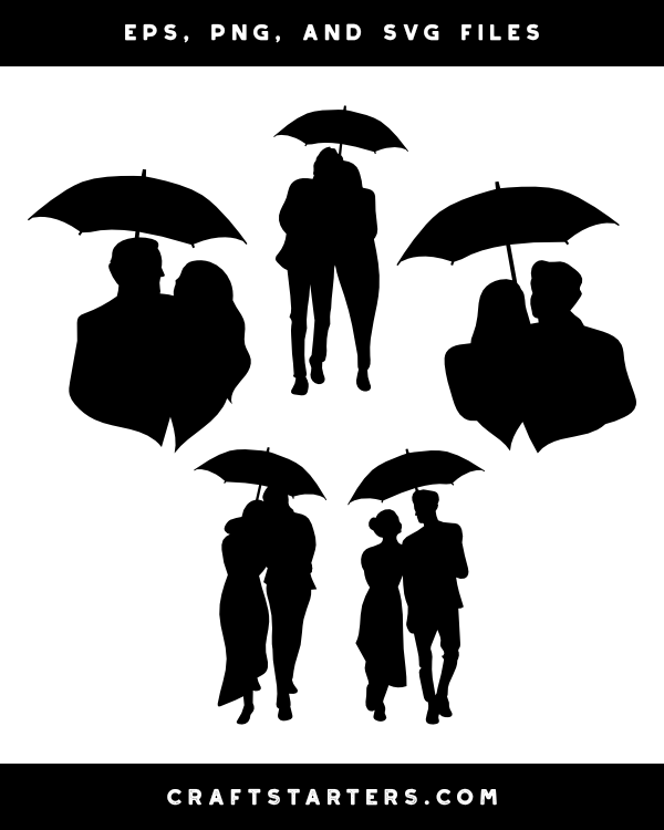 silhouetted couple holding umbrella