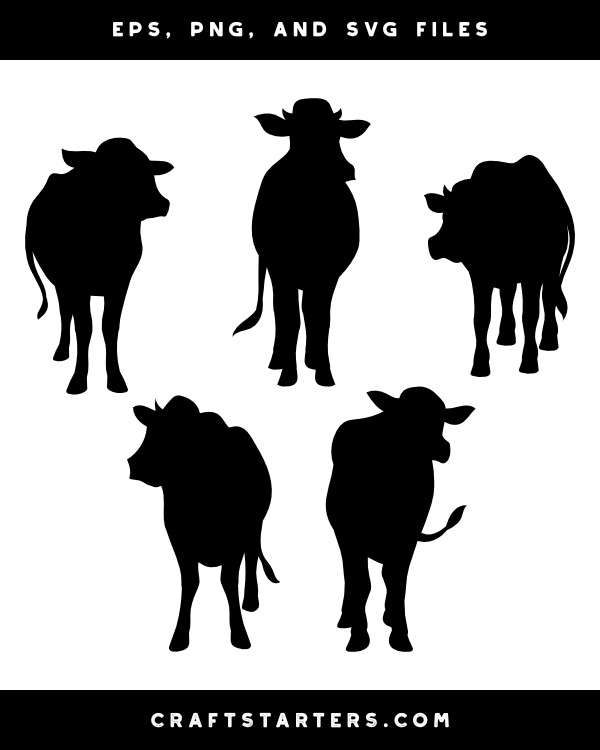 Cow Front View Silhouette Clip Art