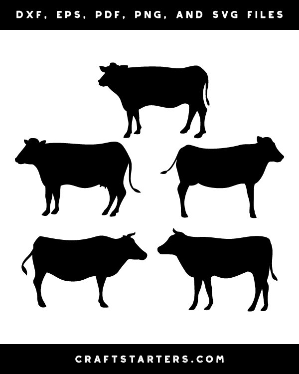 Cow Side View Silhouette Clip Art