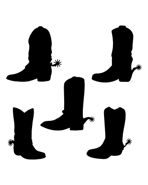 Cowboy Boot with Spur Silhouette Clip Art